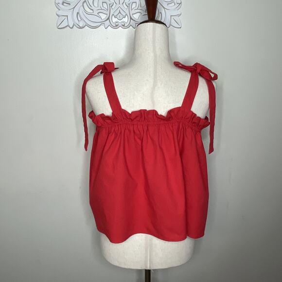 THE GOOD JANE Women's size MEDIUM off Shoulder TOP Sleeveless Bow Strap RED - Picture 5 of 9